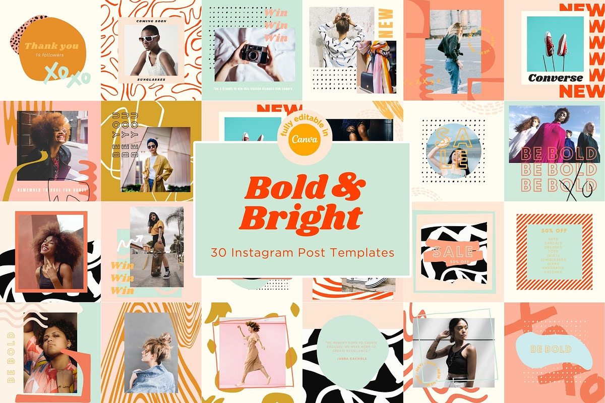 Bold Instagram Post Templates, a Social Media Template by Hell Yeah Designs