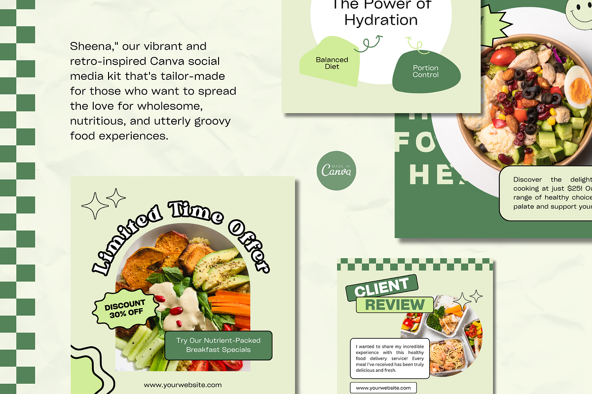 Sheena Healthy Food Canva Template, a Social Media Template by Kohesif Studio (Photo 2 of 9)