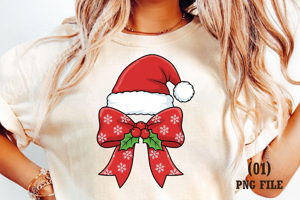 Cute Christmas Bow Sublimation Png, an Illustration by DreamArtGraphic (Photo 1 of 5)