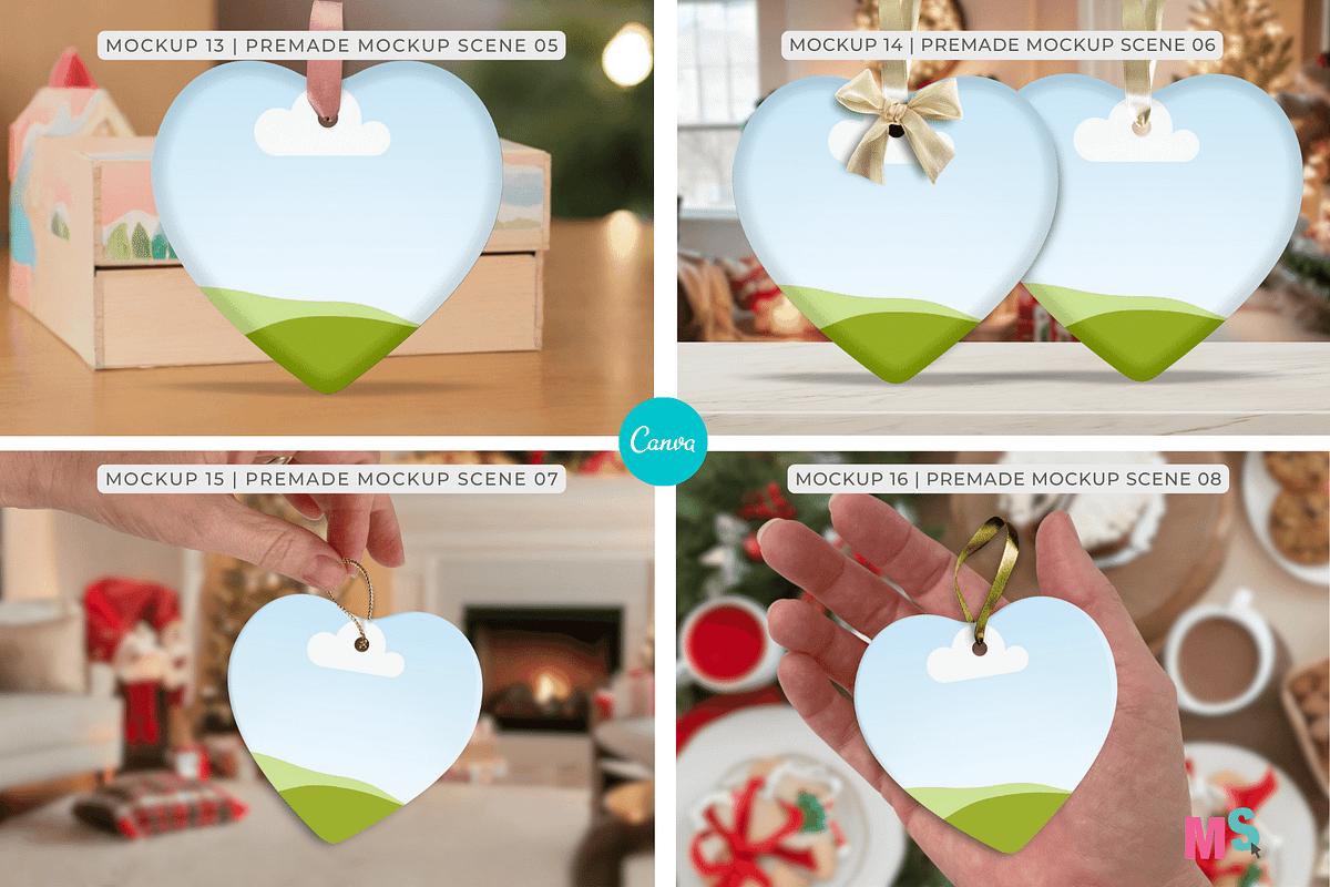 Heart Ceramic Ornament Canva Mockup, a Mockup by Mockup Scene (Photo 7 of 18)