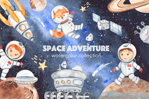 Space adventure watercolor