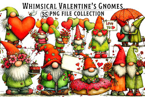 Whimsical Valentine's Gnomes Clipart, an Illustration by Dream Creation