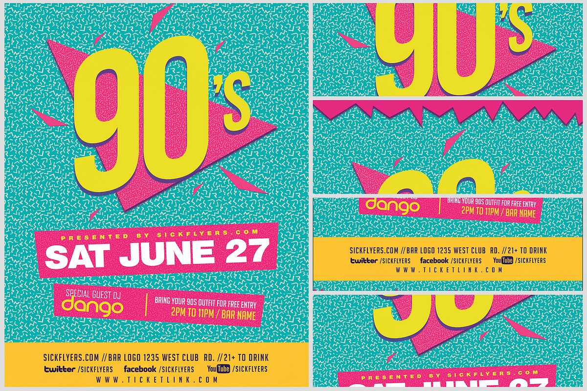 90s Party Flyer Template V2, a Flyer Template by FlyerHeroes (Photo 3 of 4)