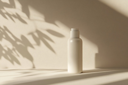 Simple white bottle with shadow play, a Photo by Beautiful things