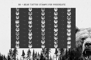 110 Bear Tattoo Stamps For Procreate