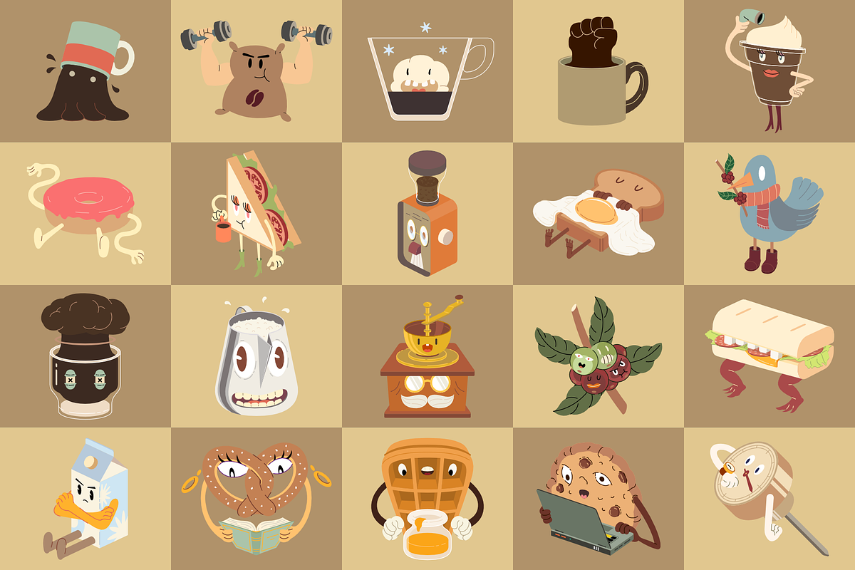 Cafe Mascots Illustration Vector, a Food Illustration by rightbraincells (Photo 3 of 6)