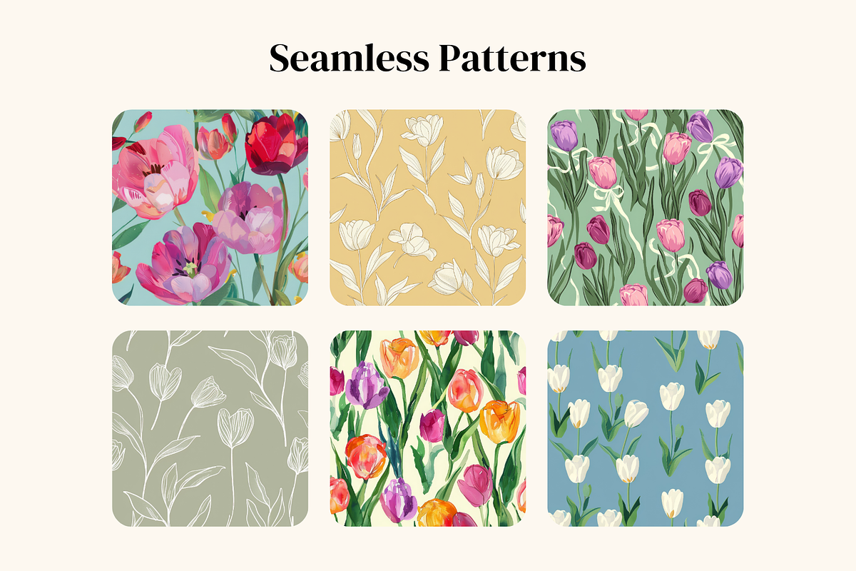 Tulips Seamless Patterns, a Pattern Graphic by Ninterints (Photo 3 of 7)