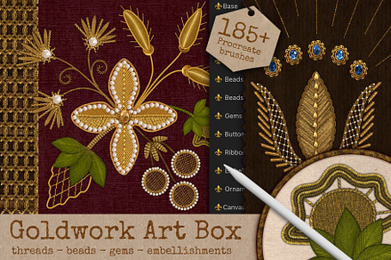 Goldwork Art Box For Procreate, a Brush Add-On by bokettori