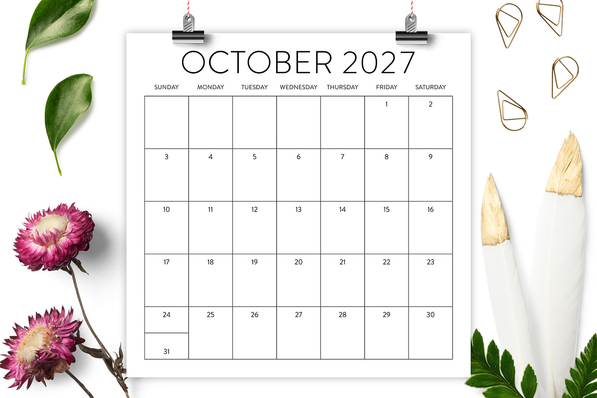 2027 Square Calendar Template, a Stationery Template by Running With Foxes (Photo 4 of 5)