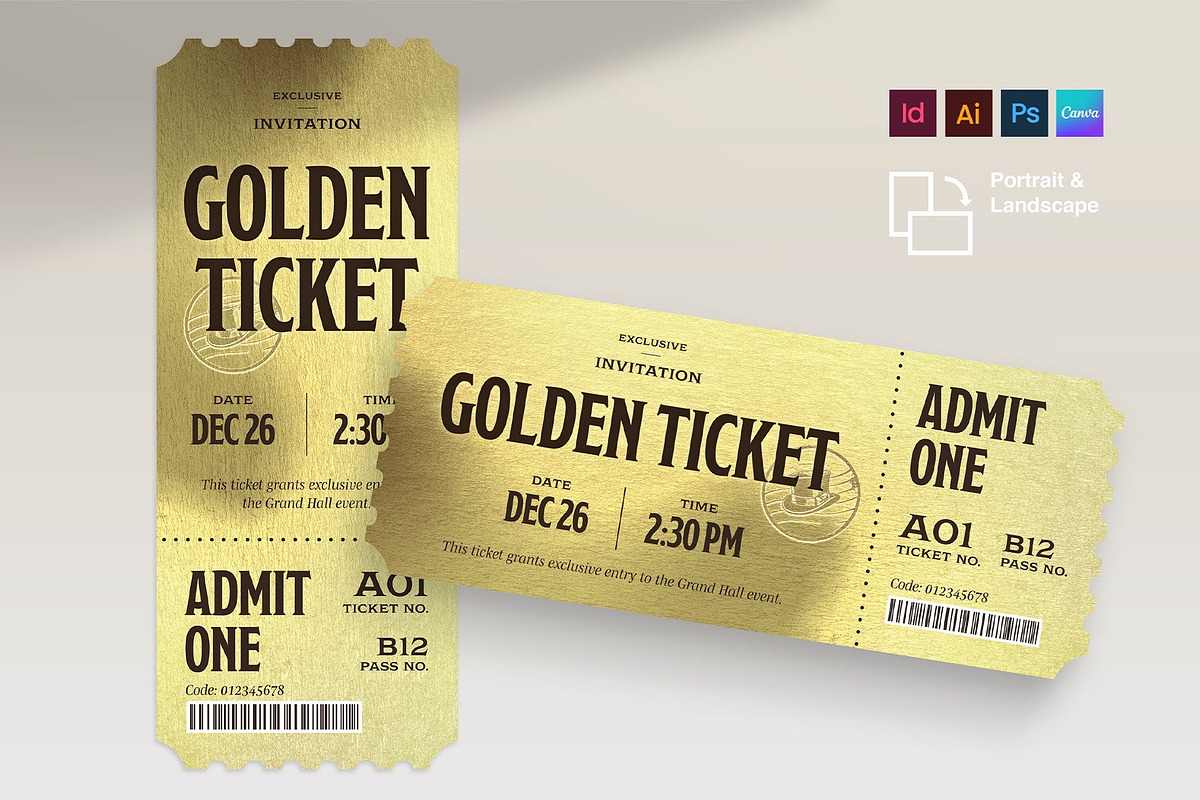 Golden Ticket Invitation Template, an Invitation Template by BrandPacks (Photo 1 of 4)