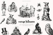 Vintage Halloween Drawings, a Seasonal Illustration by PeDe Designs (Thumbnail 1 of 12)