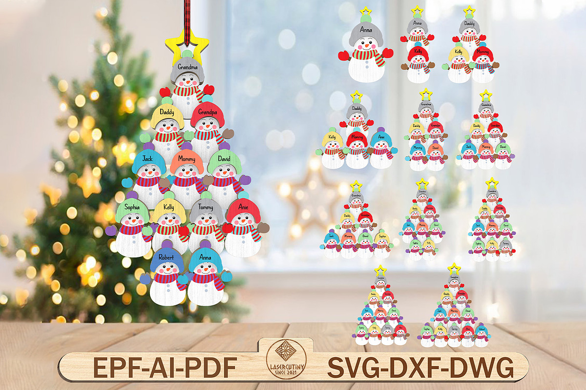Family Christmas Tree Ornament SVG, a Pattern Graphic by Lasercutiny (Photo 1 of 2)