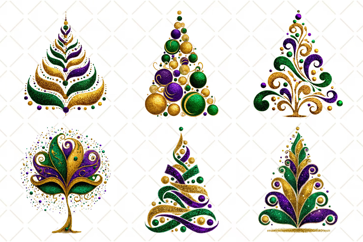 Mardi Gras Tree Clipart, an Illustration by Black Bird Studio (Photo 2 of 7)
