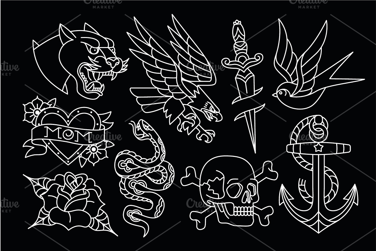 Old School Tattoo Vector Pack, an Animal Illustration by Andres M Rodriguez (Photo 6 of 8)