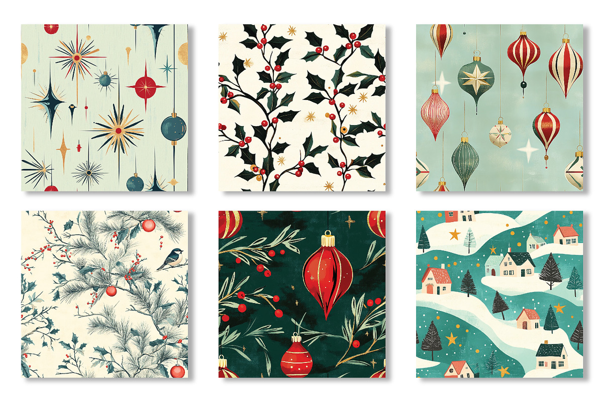 Vintage 1950s Christmas Patterns, a Texture Illustration by Daily.Designs (Photo 4 of 4)