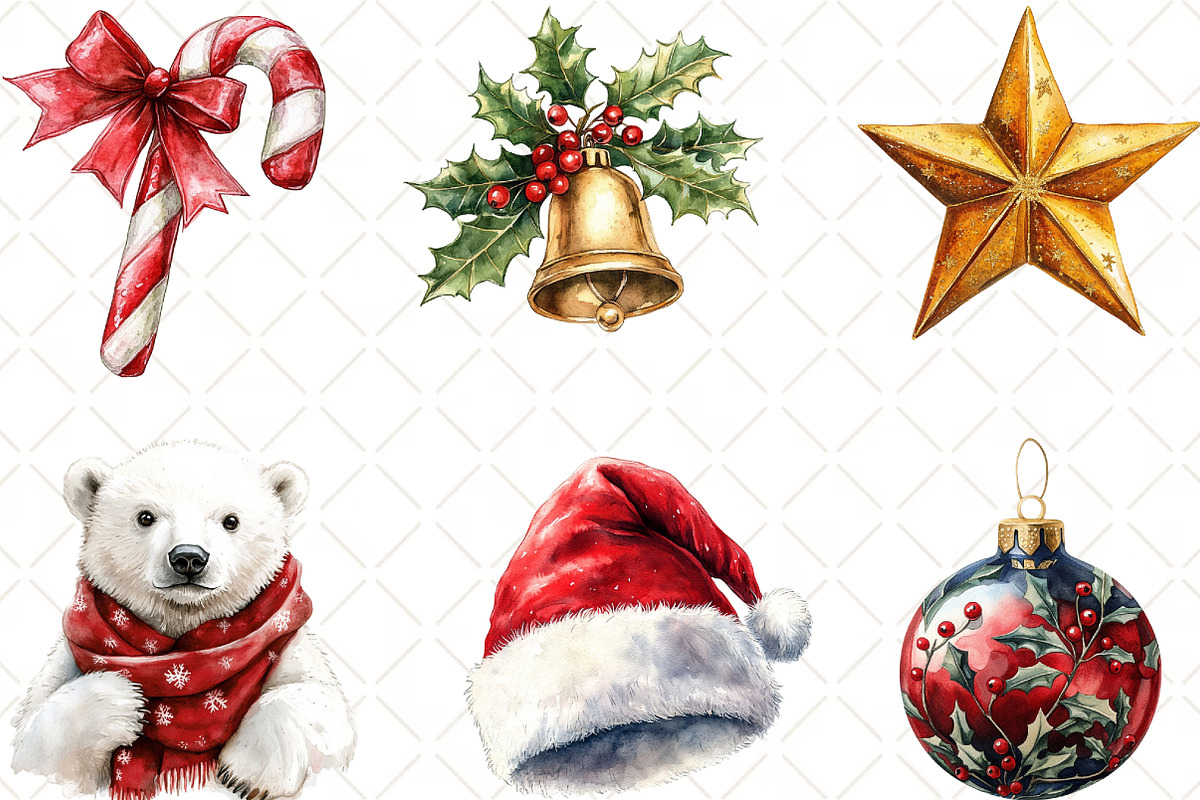 Watercolor Christmas Clipart Bundle, an Illustration by Black Bird Studio (Photo 3 of 6)