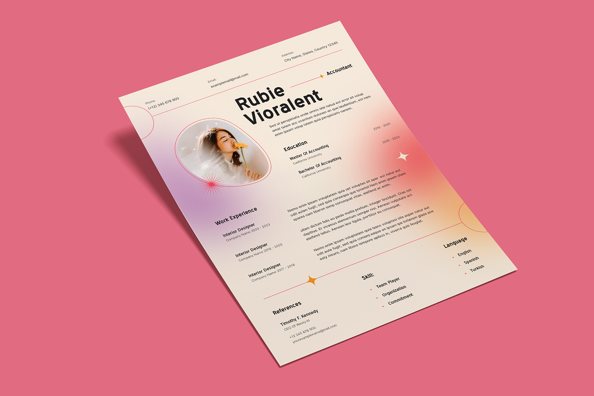 Modern Gradient CV Resume, a Resume Template by Neermana (Photo 2 of 5)
