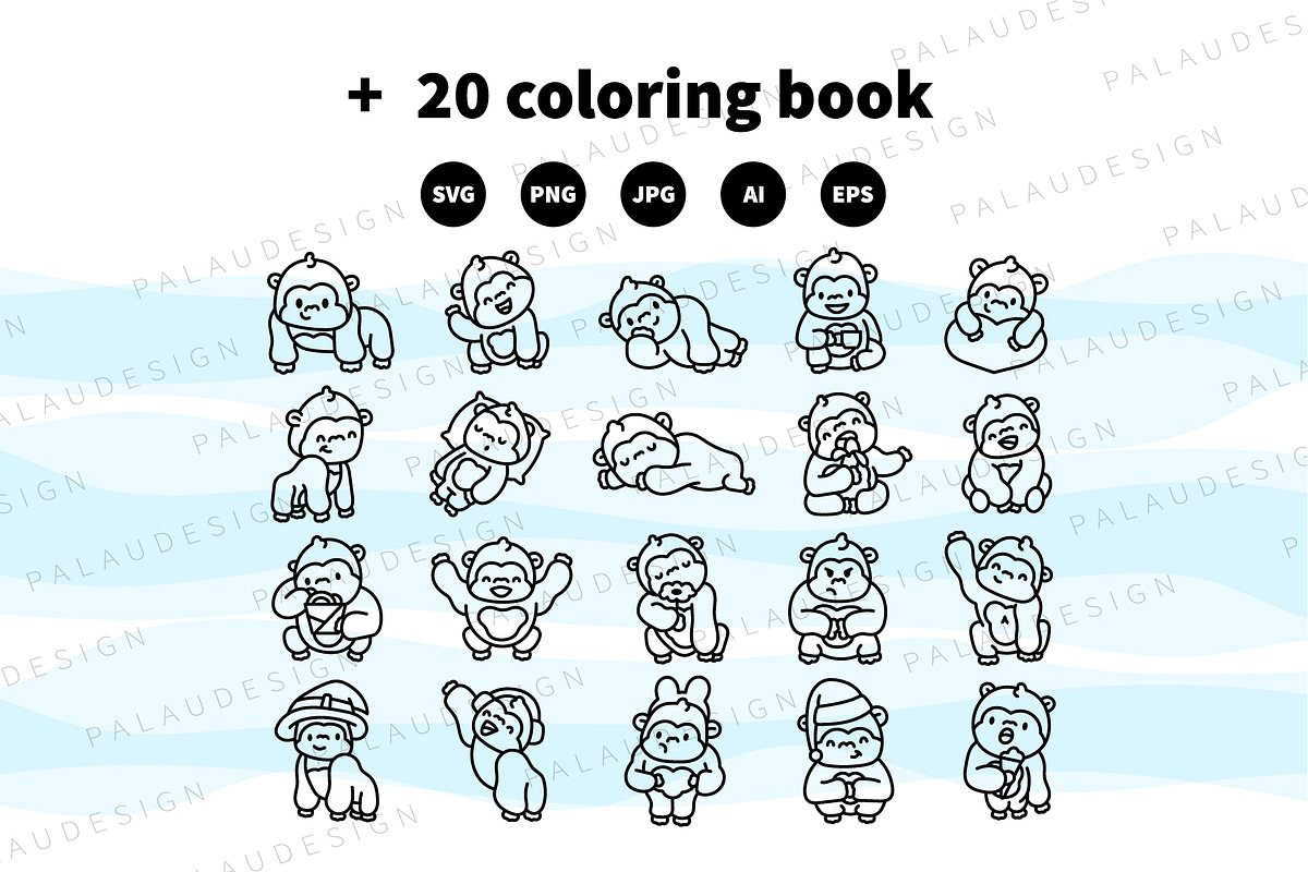 Gorilla Clipart Set, an Animal Illustration by Palau (Photo 11 of 12)