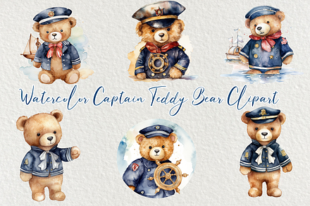 Captain Teddy Bear Clipart 1