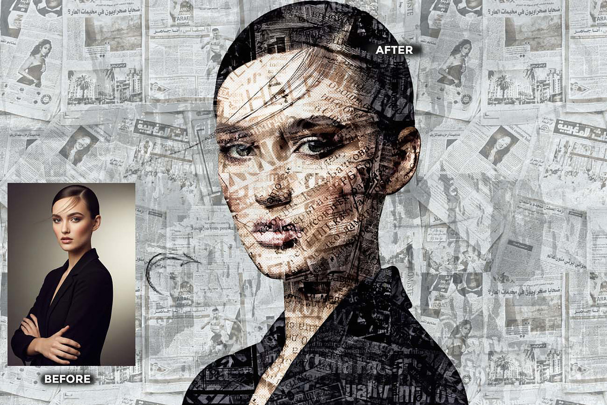 NEWSPRINT ARTIST FX — Ps Action, an Action Add-On by Studio Retouch (Photo 6 of 11)