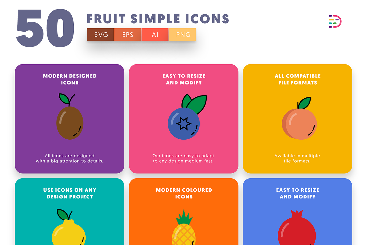 50 Fruit Simple Icons, an Outline Icon by Dighital (Photo 6 of 10)