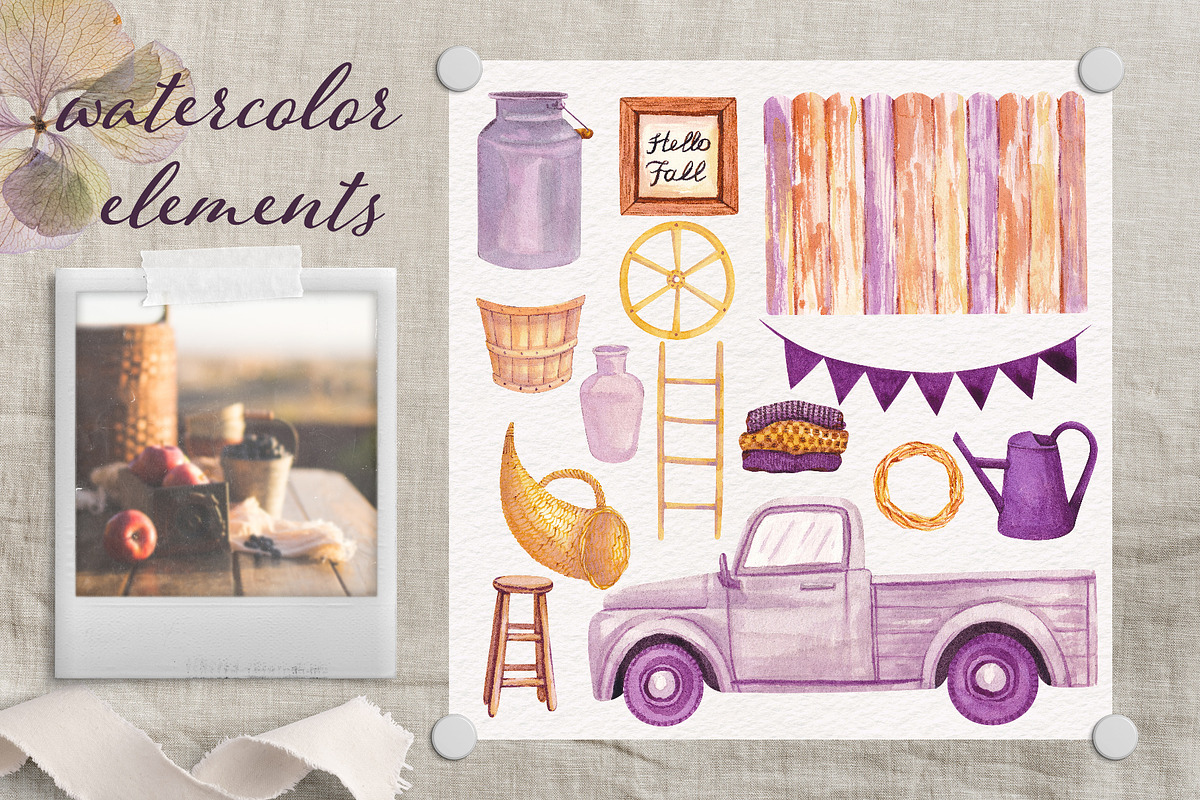 Harvest. Watercolor clipart, a Decorative Illustration by Kuzya's shop (Photo 3 of 6)