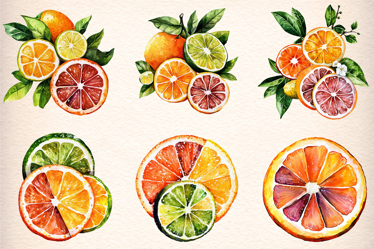 46 watercolor-citrus-fruit-clipart, an Illustration by GatewayDesign (Photo 3 of 9)
