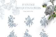 Vintage Line Art Flowers clipart, a Decorative Illustration by BlumenSoul (Thumbnail 2 of 10)
