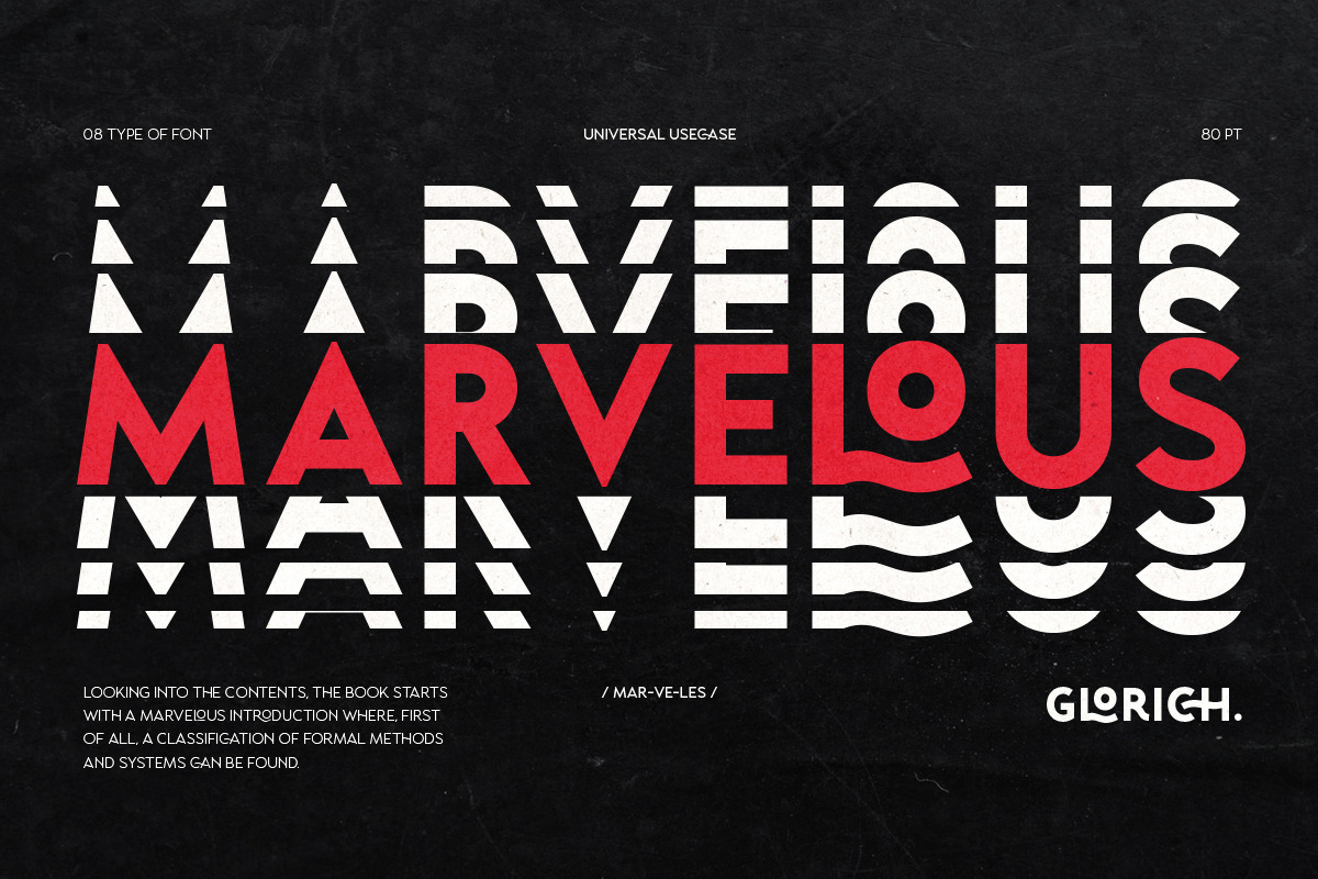 Glorich - Stylish Sans (8 FONTS), a Sans Serif Font by Sarid Ezra (Photo 7 of 12)