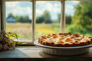 Golden homemade pie cools, a Food & Drink Photo by MistyDay