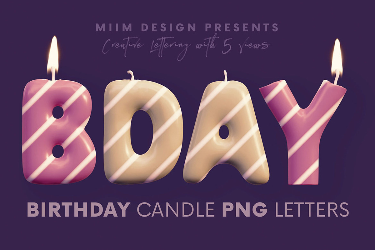 Birthday Candle - 3D Lettering, a Graphic by MIIM (Photo 1 of 8)