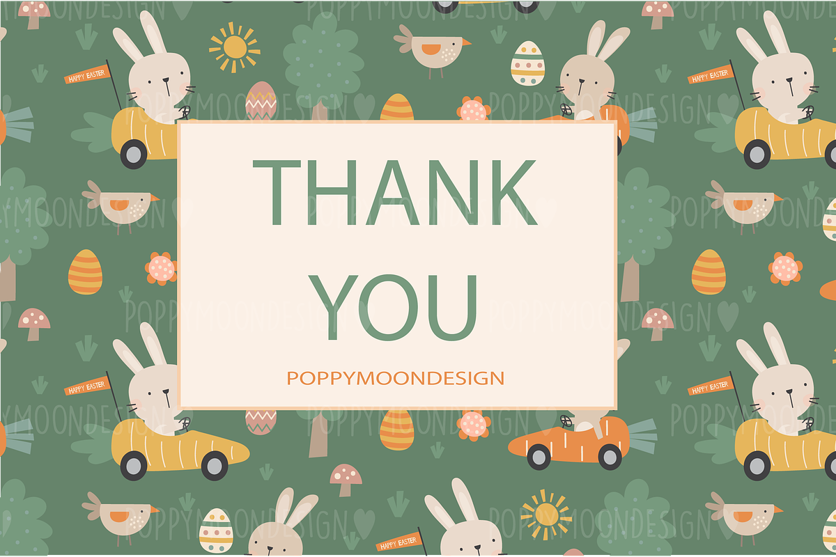 Bunny Driver clipart & paper set, a Pattern Graphic by Poppymoondesign (Photo 7 of 7)