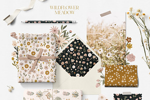 Wildflower Meadow Pattern & Clipart