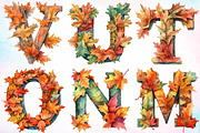 Watercolor Autumn Alphabet Clipart, a Seasonal Illustration by Canvas Craft (Thumbnail 5 of 7)