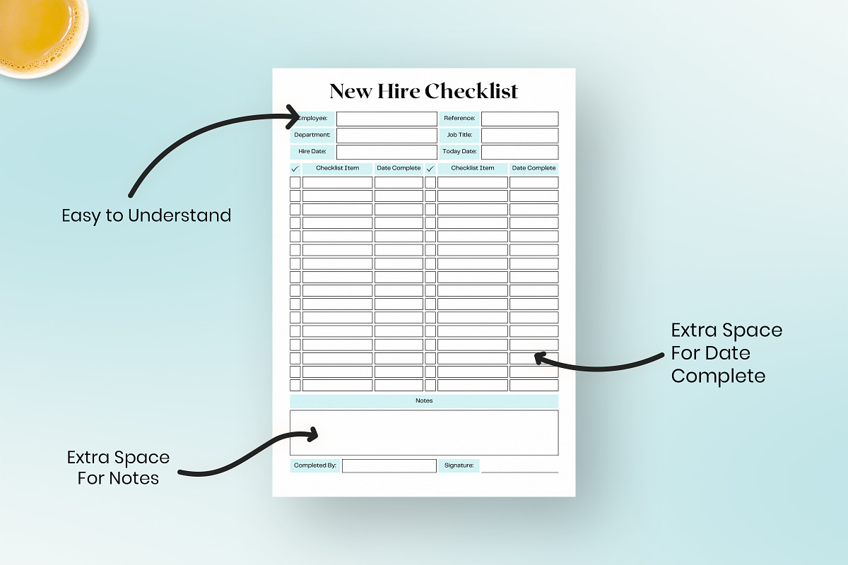 New Hire Checklist Printable, a Print Template by Snapybiz
