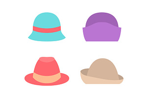 Set Of Female Hats Summer Spring