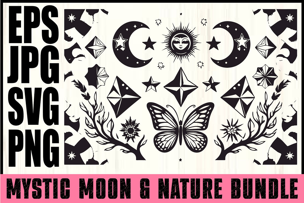 Mystic Moon and Nature Bundle, an Illustration by Creativeshirt (Photo 1 of 9)