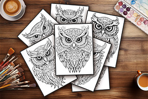 50 Owls: Anti-stress Coloring Pages