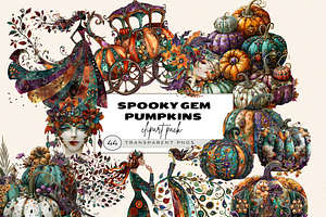 SPOOKY GEM PUMPKINS CLIPART PACK, a Seasonal Illustration by Daring Digies