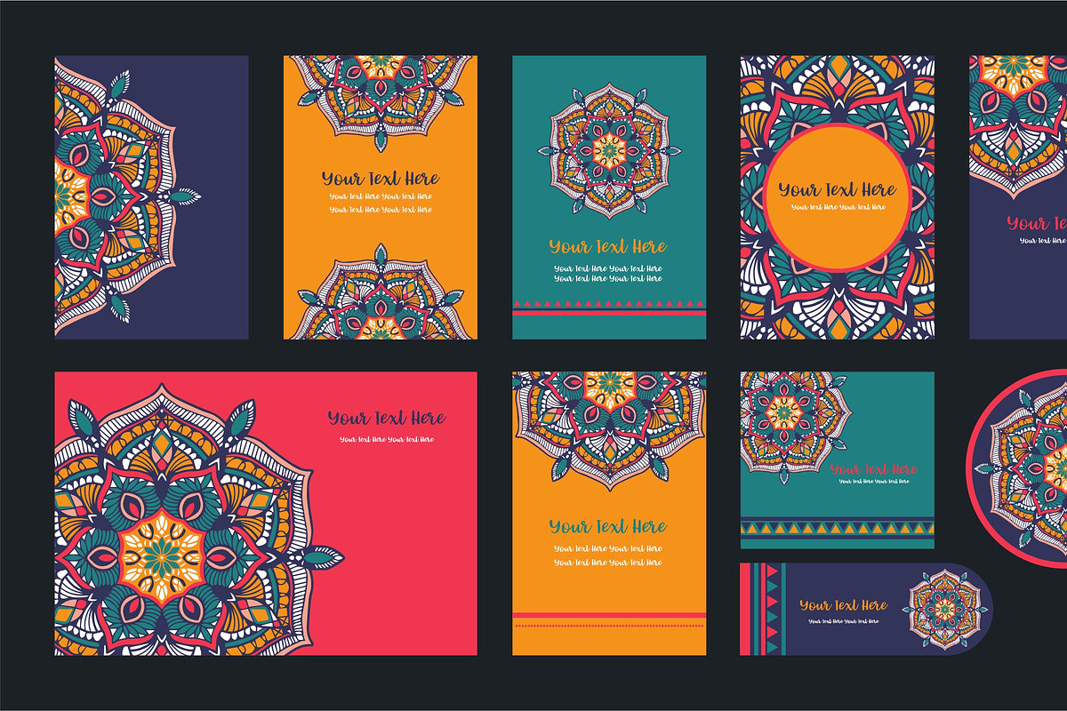 20 Mandala Vintage Template Card., a Card Template by Noree (Photo 11 of 20)