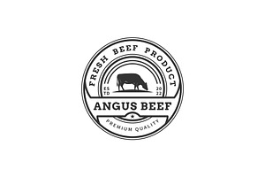 Angus beef meat vintage label logo, a Branding & Logo Template by vexper