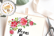 Watercolor clipart; Peony wreath, a Decorative Illustration by Download Graphic Art (Thumbnail 8 of 8)