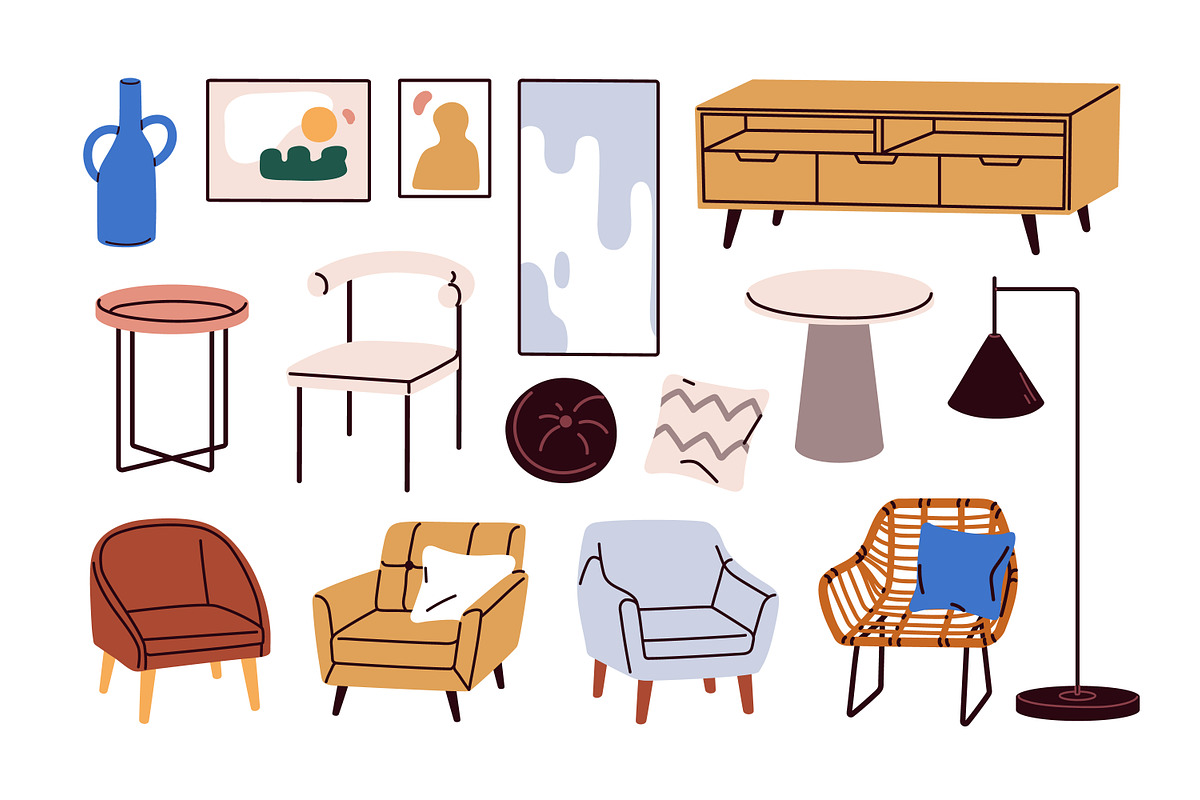 Modern furniture set. Home decor, an Object Illustration by Good Studio (Photo 7 of 7)