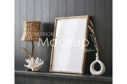 Frame mockup in home interior, a Presentation Template by Artjafara