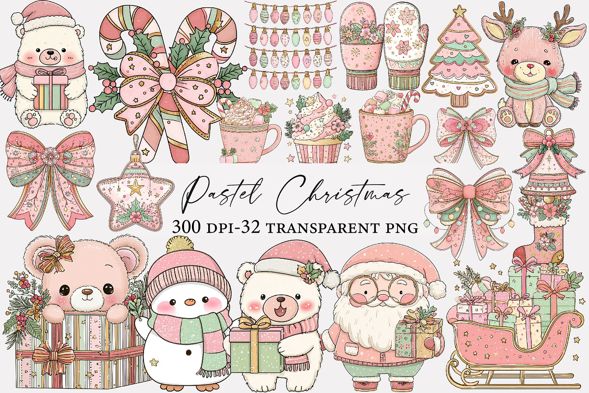 Pastel Christmas Clipart, an Illustration by Designworld (Photo 1 of 5)