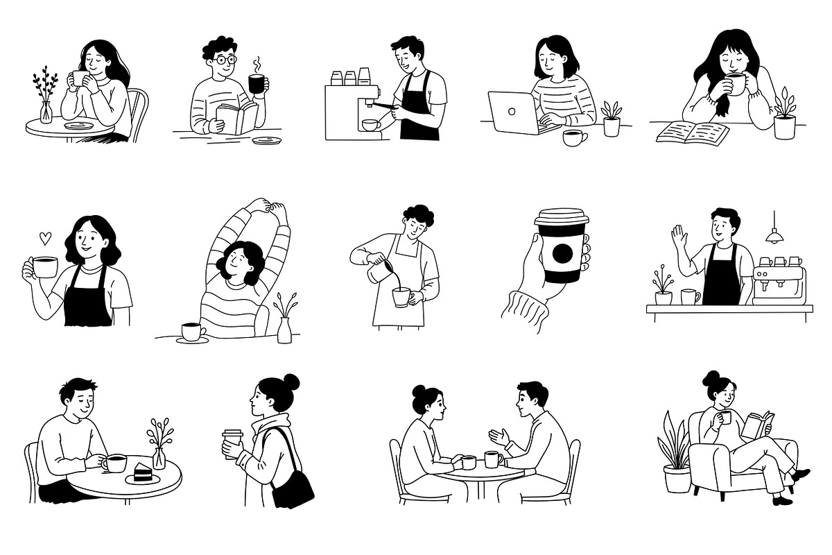 35 Cafe | Coffee vector Illustration, a Person Illustration by aivos (Photo 4 of 6)