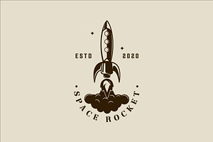 rocket space logo vector vintage, a Branding & Logo Template by zyxroun shop