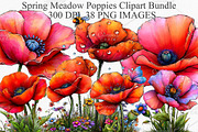 Spring Meadow Poppies Clipart Bundle, an Illustration by Canvas Craft (Thumbnail 1 of 7)