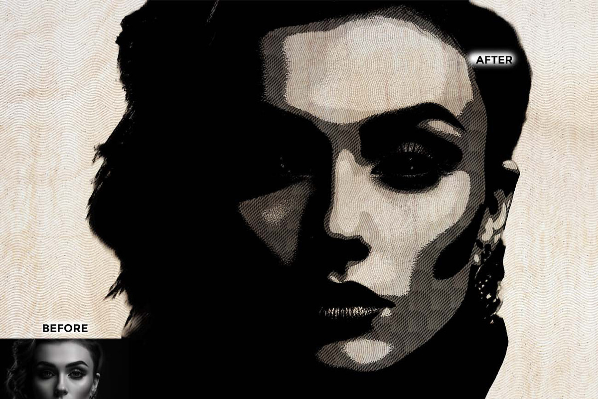 Woodcut Engraving Shadow Reactor FX, an Action Add-On by Studio Retouch (Photo 7 of 10)