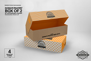 Box Of Two Donut Pastry Box Mockup